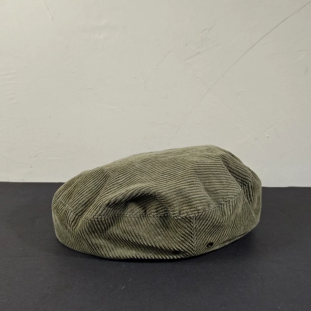 Vintage Converse All Star Hat Cap Olive Green Corduroy Beret Flat Hat